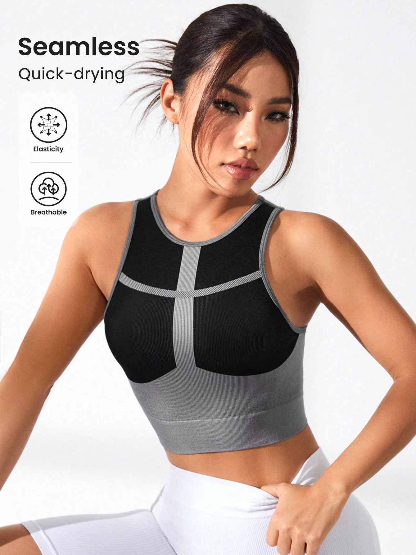 Tank Top Ribbed - Women Color Block Cross Line Ribbed